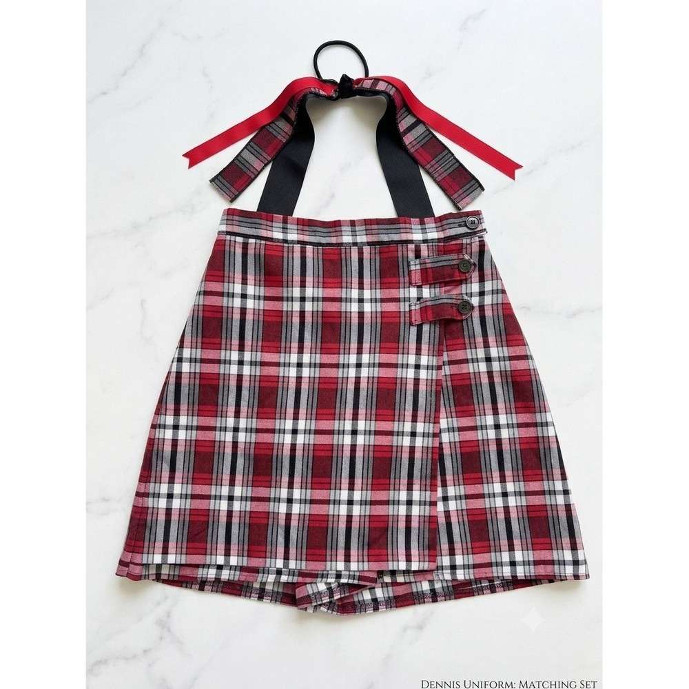 Dennis 035210 Plaid Skort Red Black Gray Junior 10 School Uniform USA